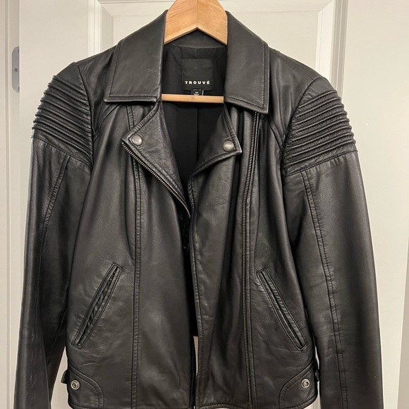 Trouve Jackets & Blazers - Trouvé black leather moto jacket